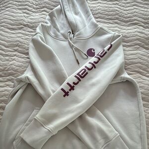 Carhartt Gray Hoodie with Purple Logo